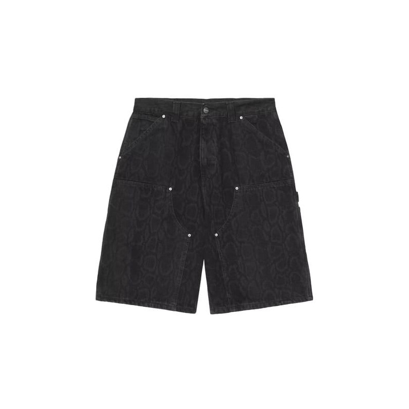 Short CARHARTT WIP Double Knee Snake Camo Black Heavy Stone