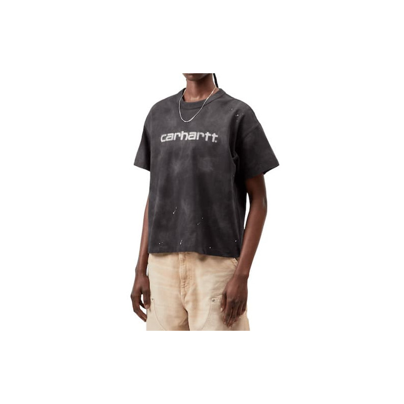 T-shirt Girl CARHARTT WIP Painter Black Destroy Wash